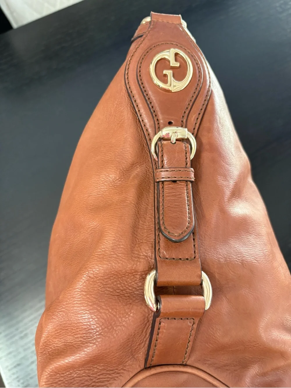 Gucci Tan Brown Leather Hobo Bag